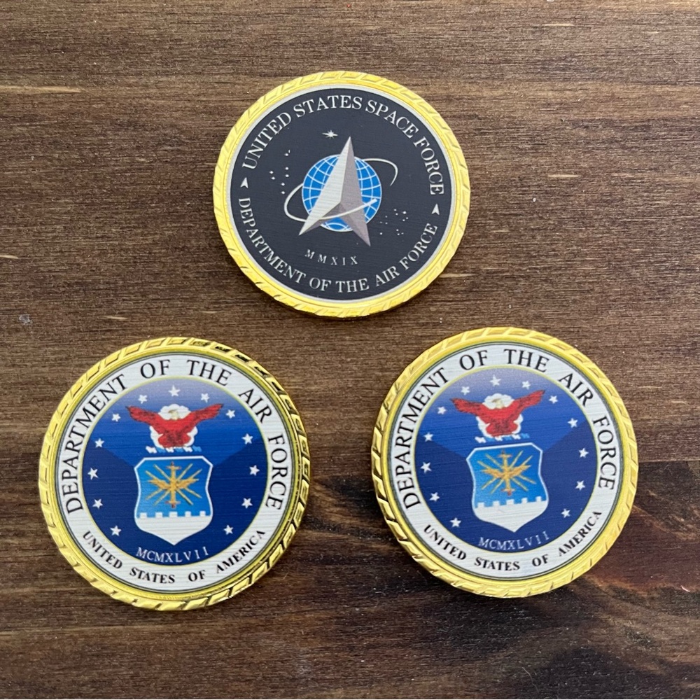 Lot Of 3 USAF Space Force 2-Sided Challenge Coin Department Of The US Air Force